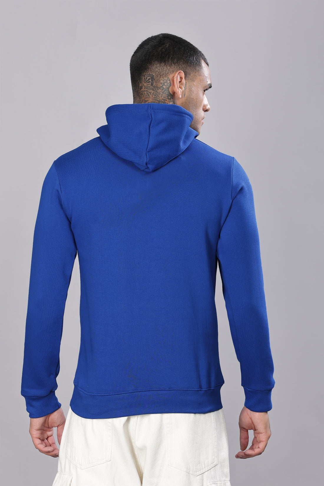 Men Royal Blue Printed Hoodie