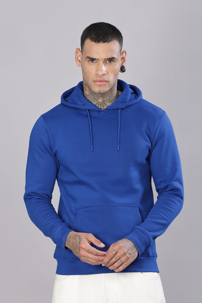 Men Royal Blue Printed Hoodie