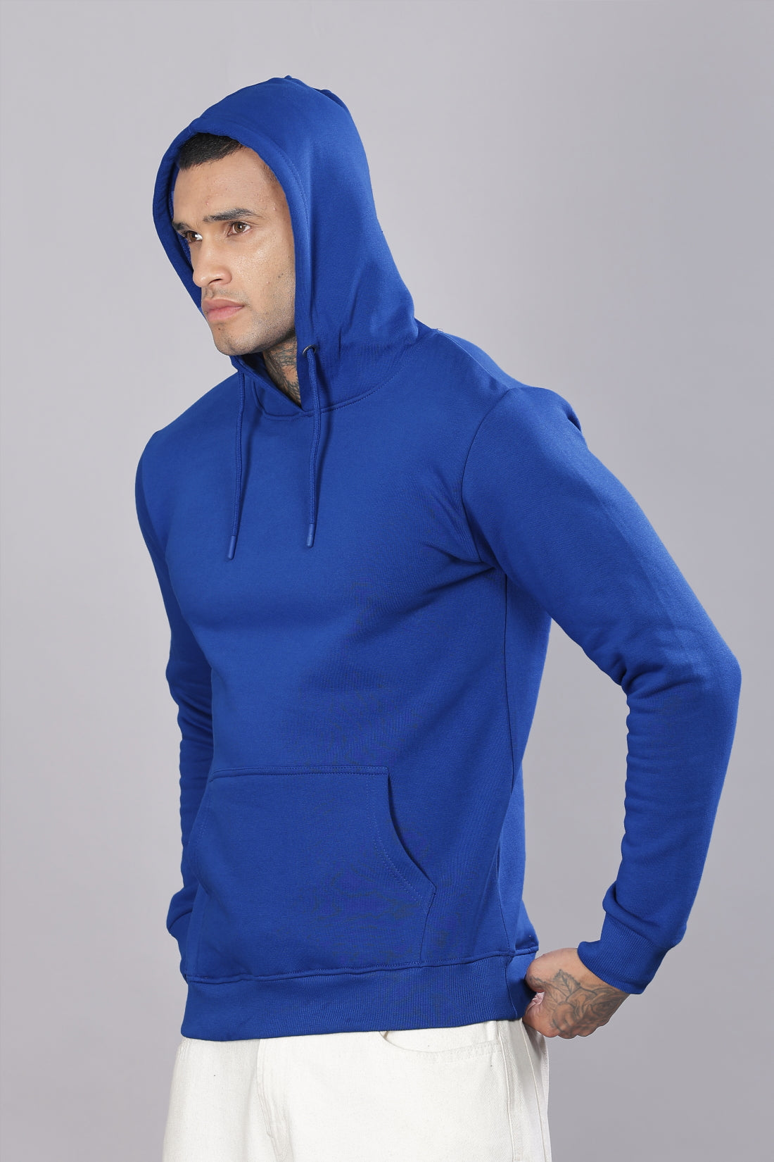 Men Royal Blue Printed Hoodie