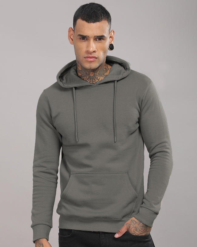 Men Grey Printed Hoodie
