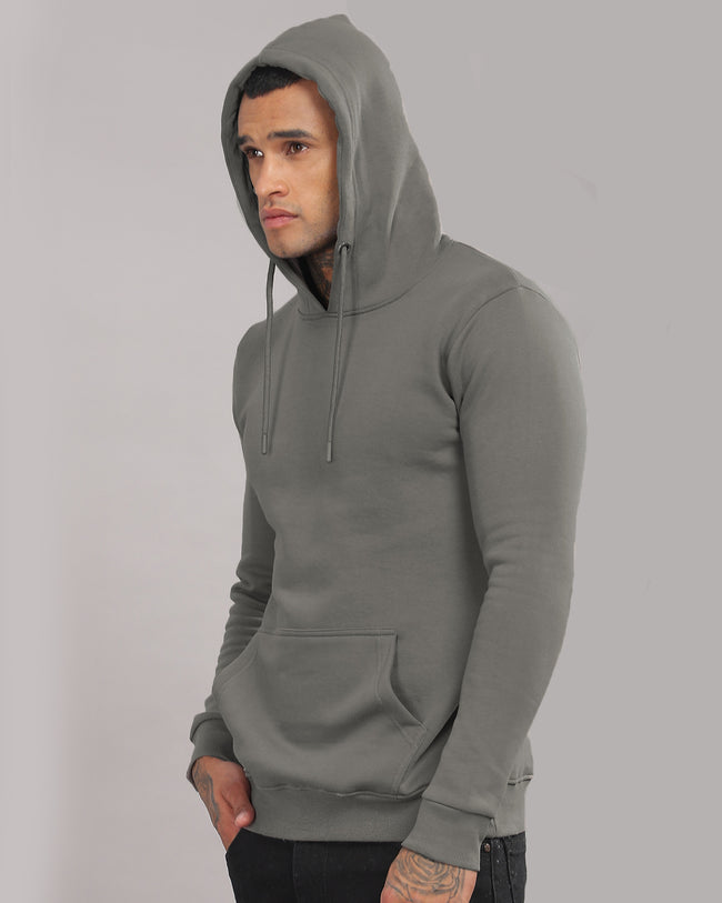 Men Grey Printed Hoodie