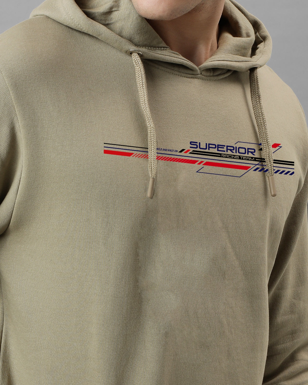 Men Beige Long Lasting Printed Hoodie