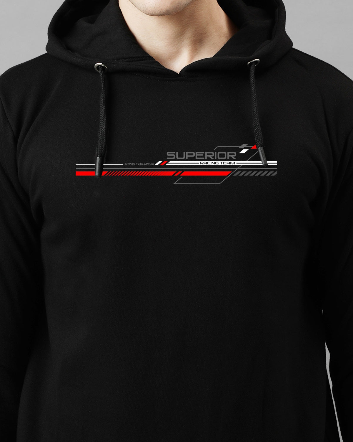 Men Black Long Lasting Printed Hoodie