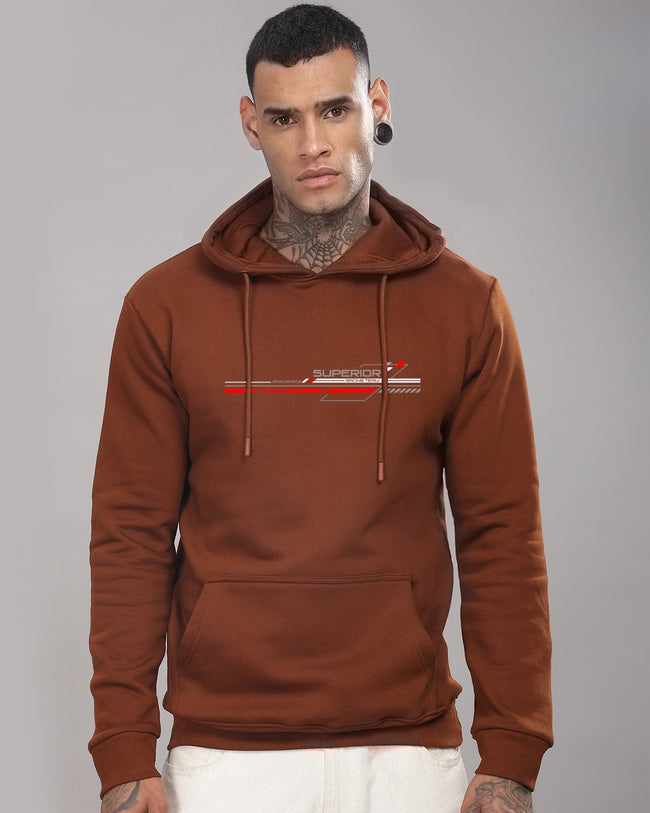 Men Brown Long Lasting Printed Hoodie
