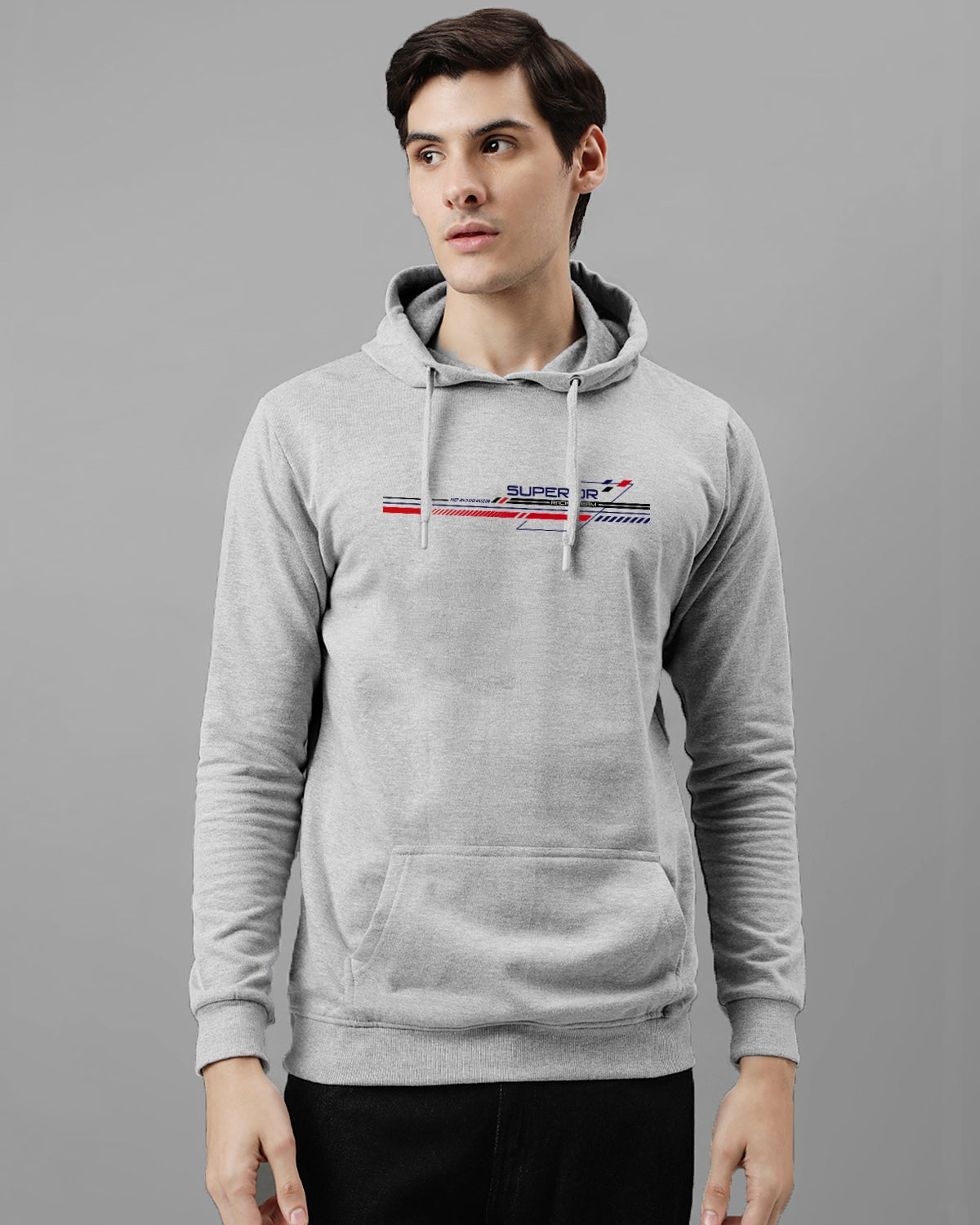 Men Grey Long Lasting Printed Hoodie