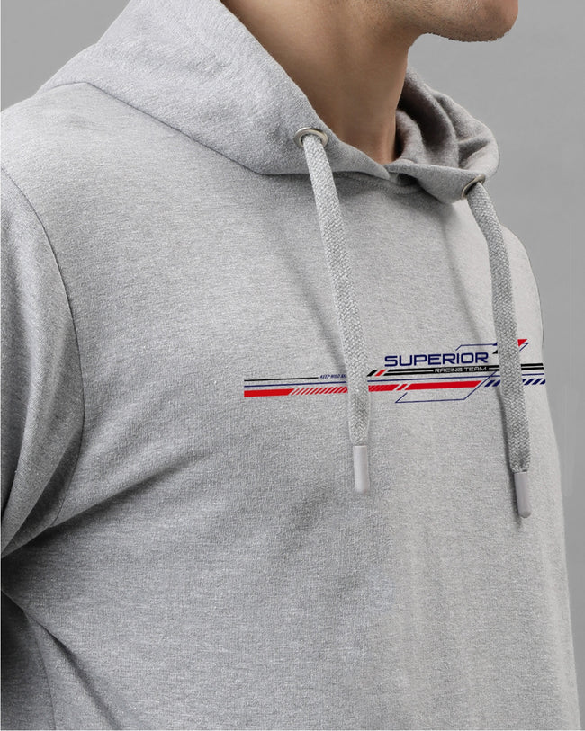 Men Grey Long Lasting Printed Hoodie