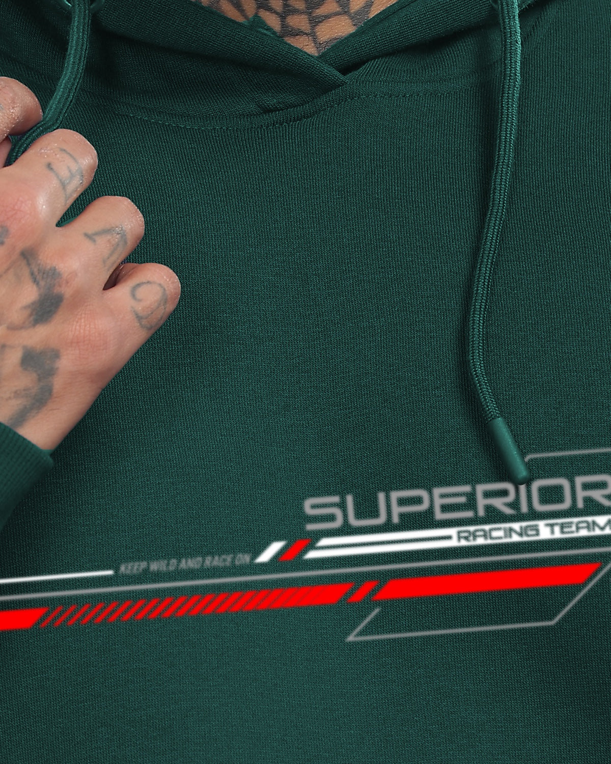 Men Green Long Lasting Printed Hoodie