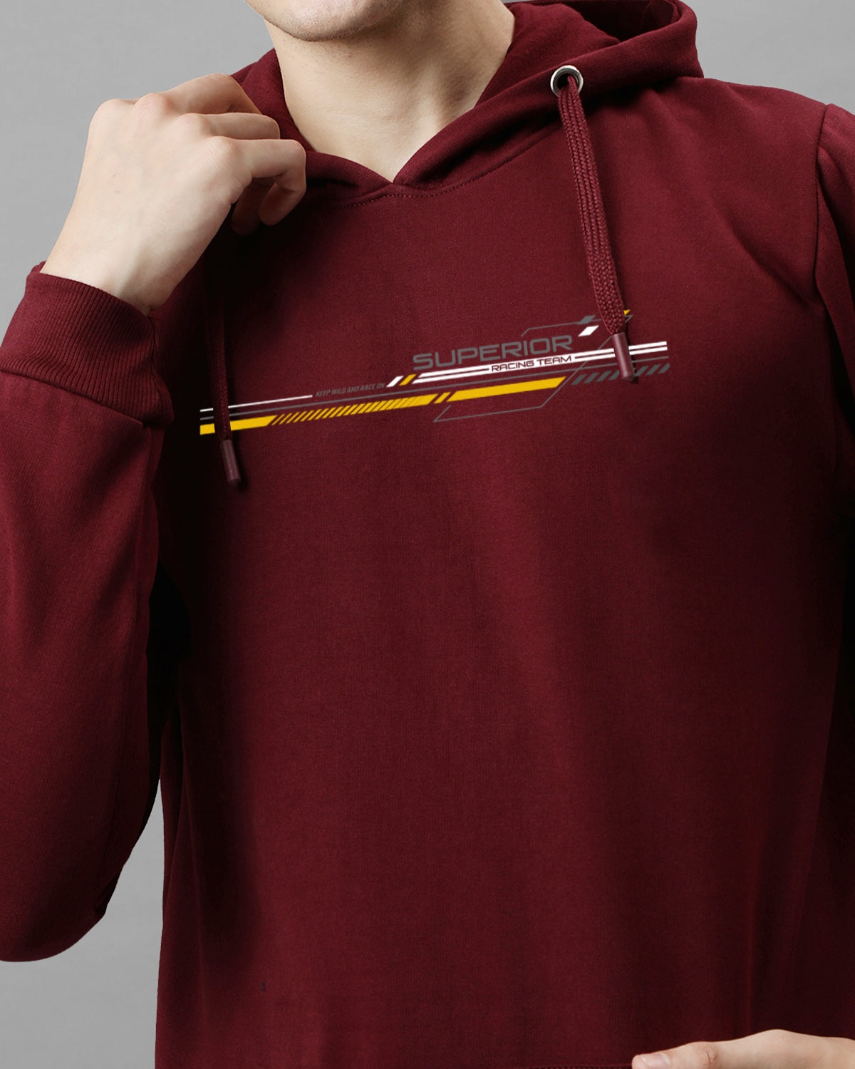 Men Maroon Long Lasting Printed Hoodie