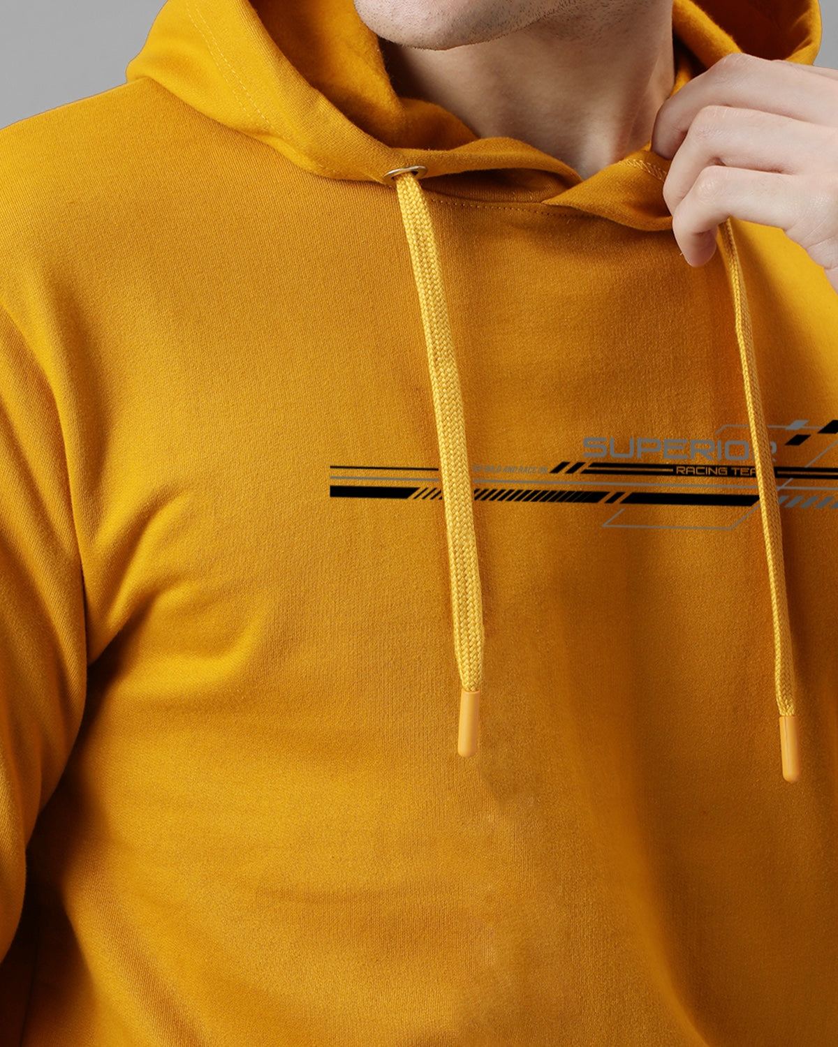 Men Mustard Long Lasting Printed Hoodie