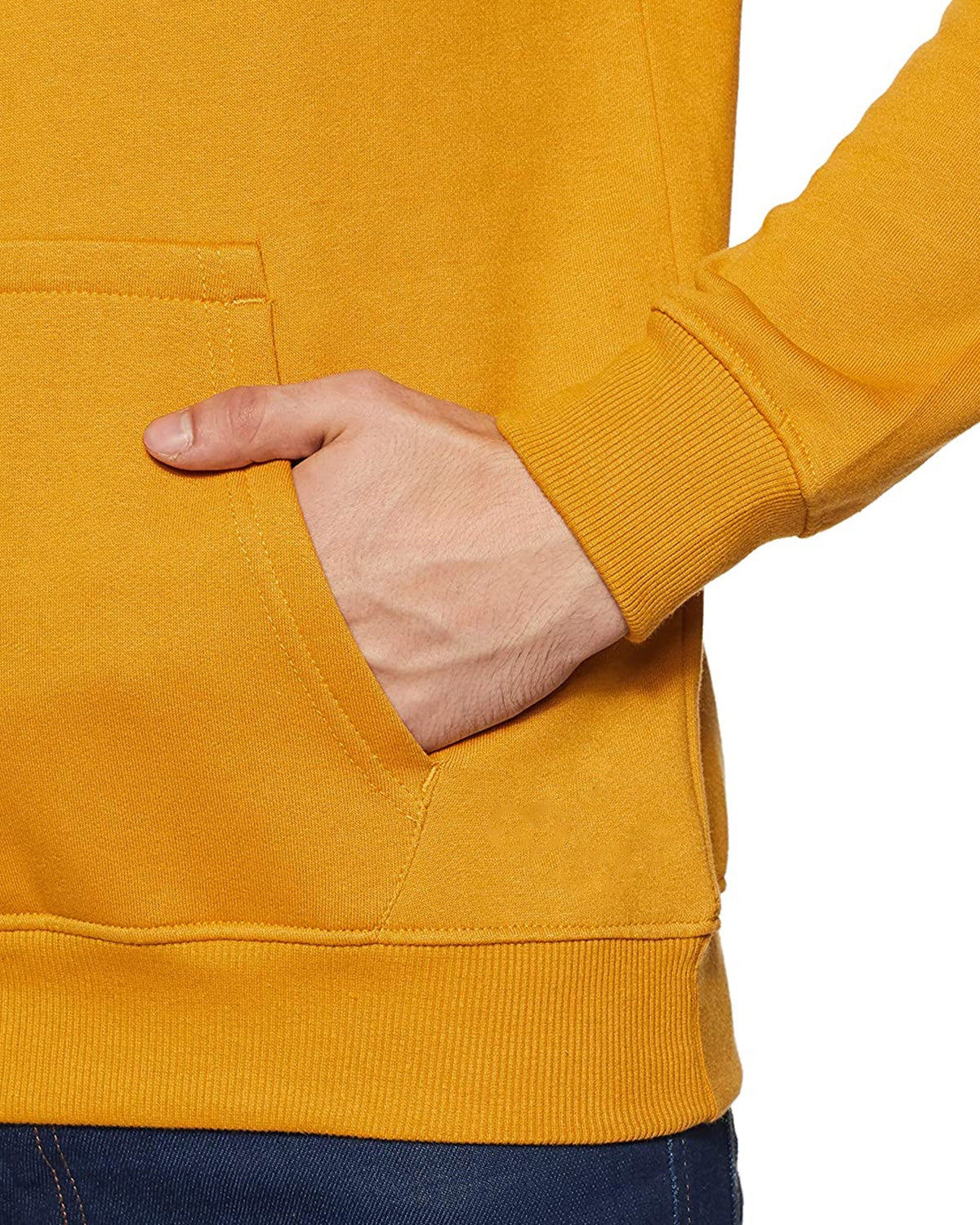 Men Mustard Long Lasting Printed Hoodie