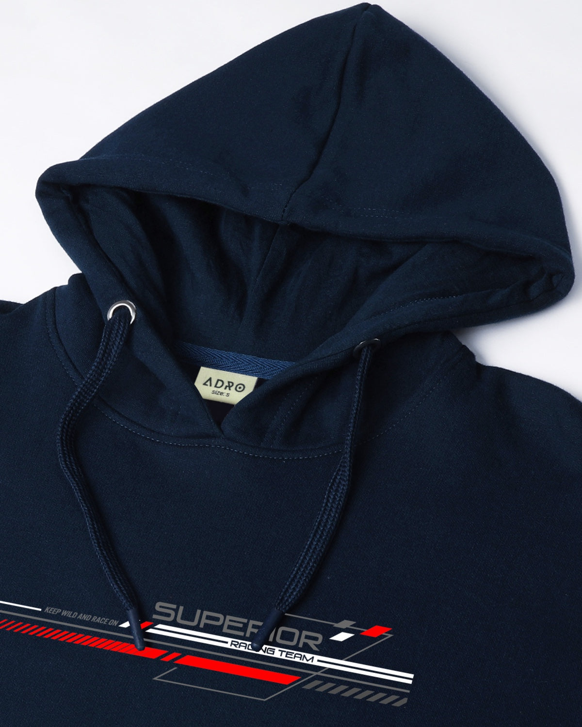 Men Navy Blue Long Lasting Printed Hoodie