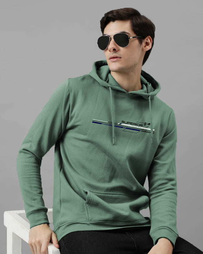 Men Green Long Lasting Printed Hoodie