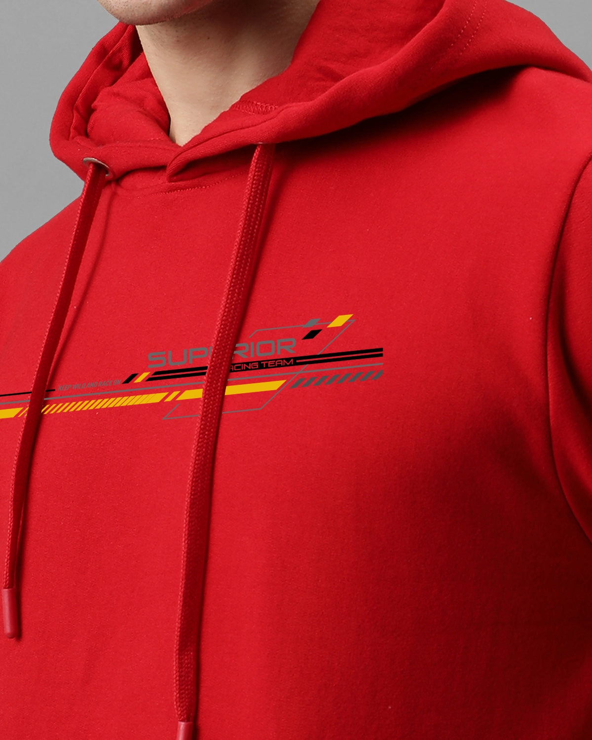 Men Red Long Lasting Printed Hoodie