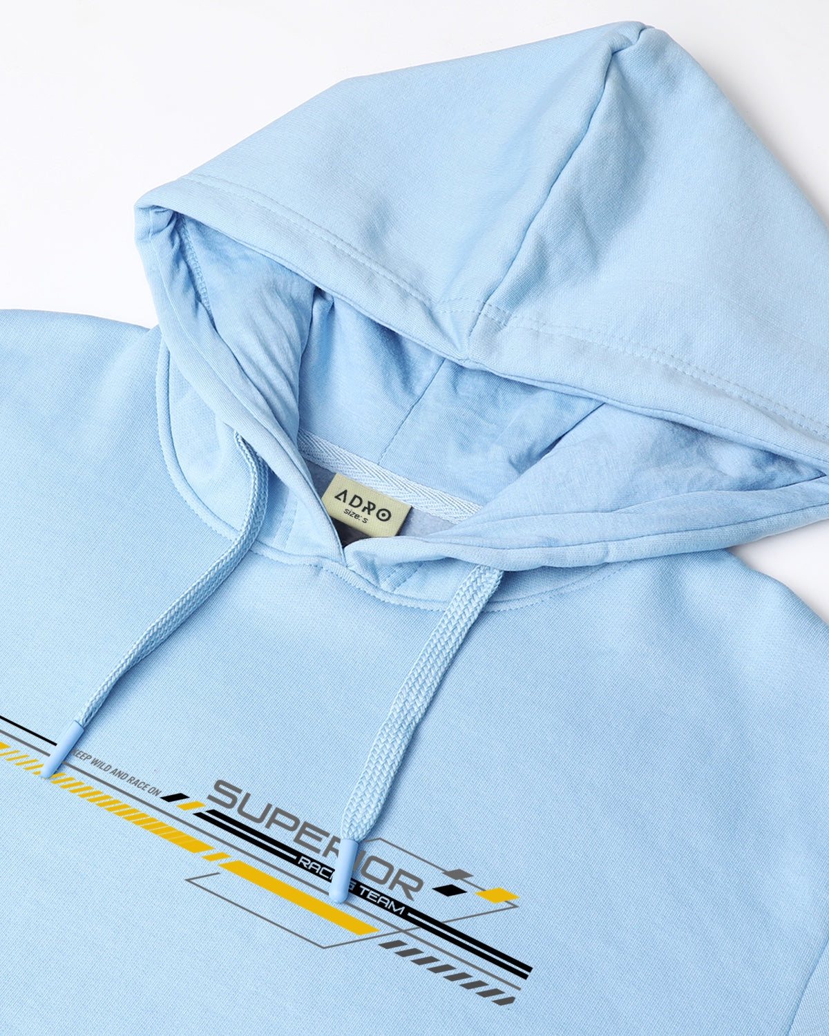 Men Sky Blue Long Lasting Printed Hoodie