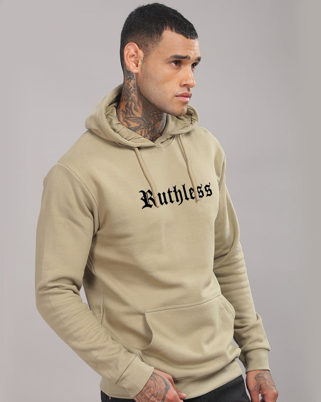 Men Beige Printed Hoodie