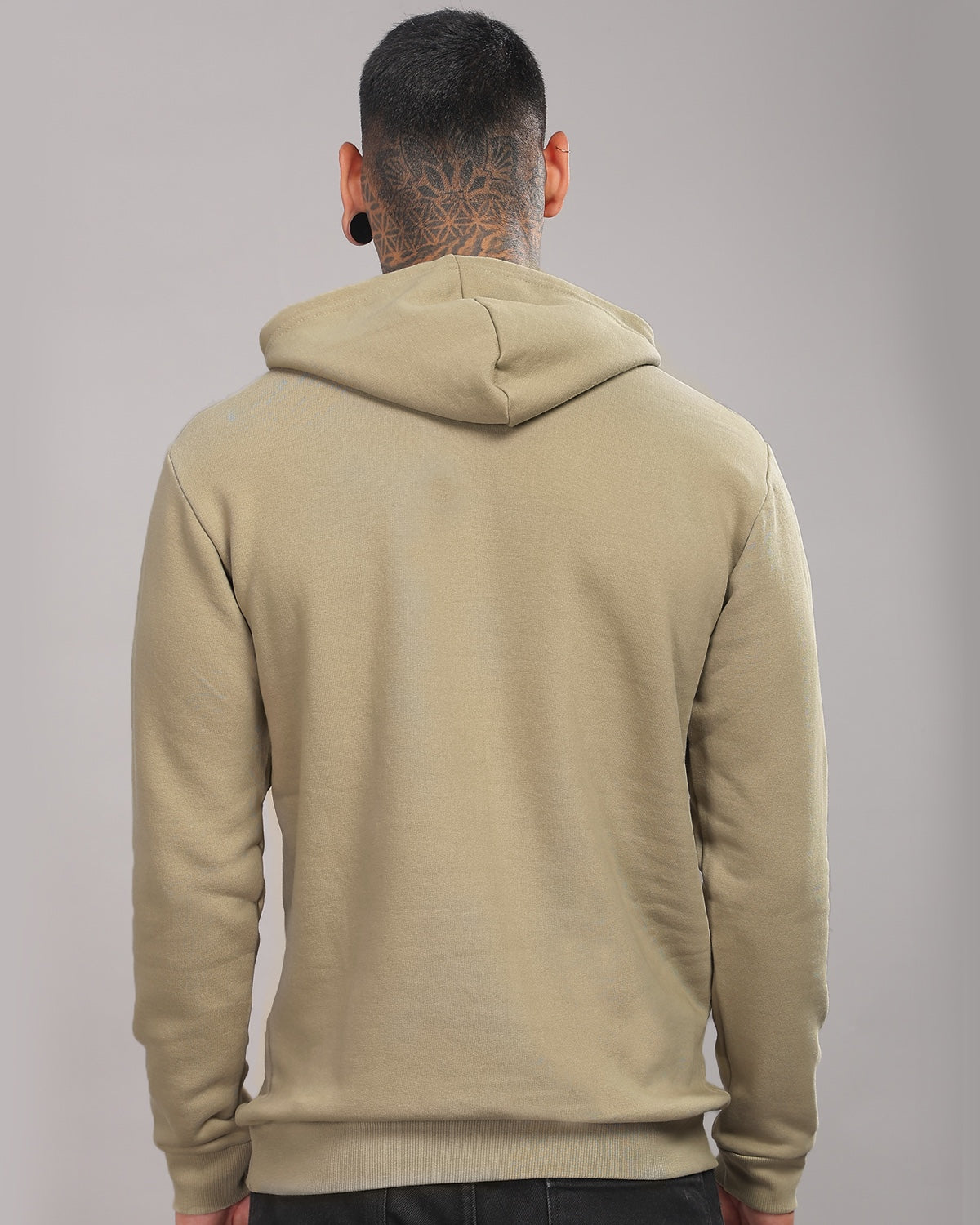 Men Beige Printed Hoodie