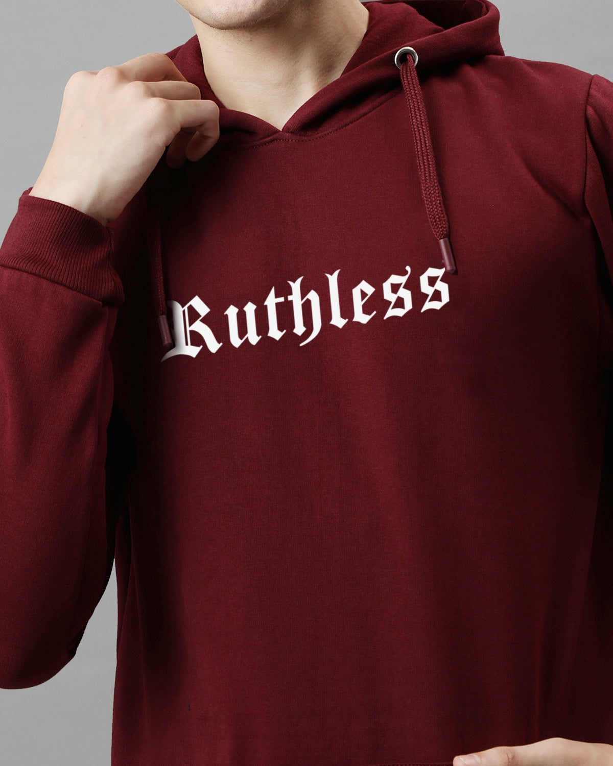 Men Maroon Printed Hoodie