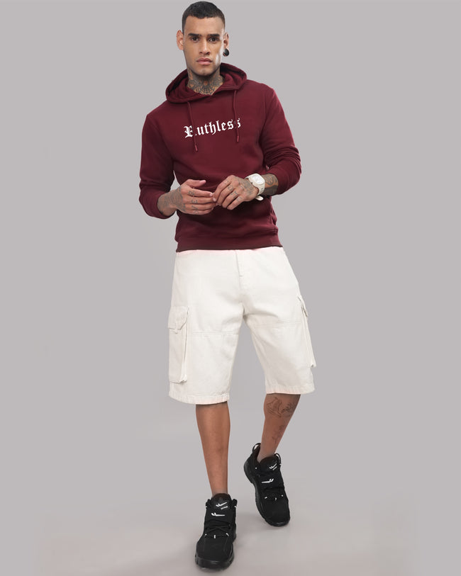 Men Maroon Printed Hoodie