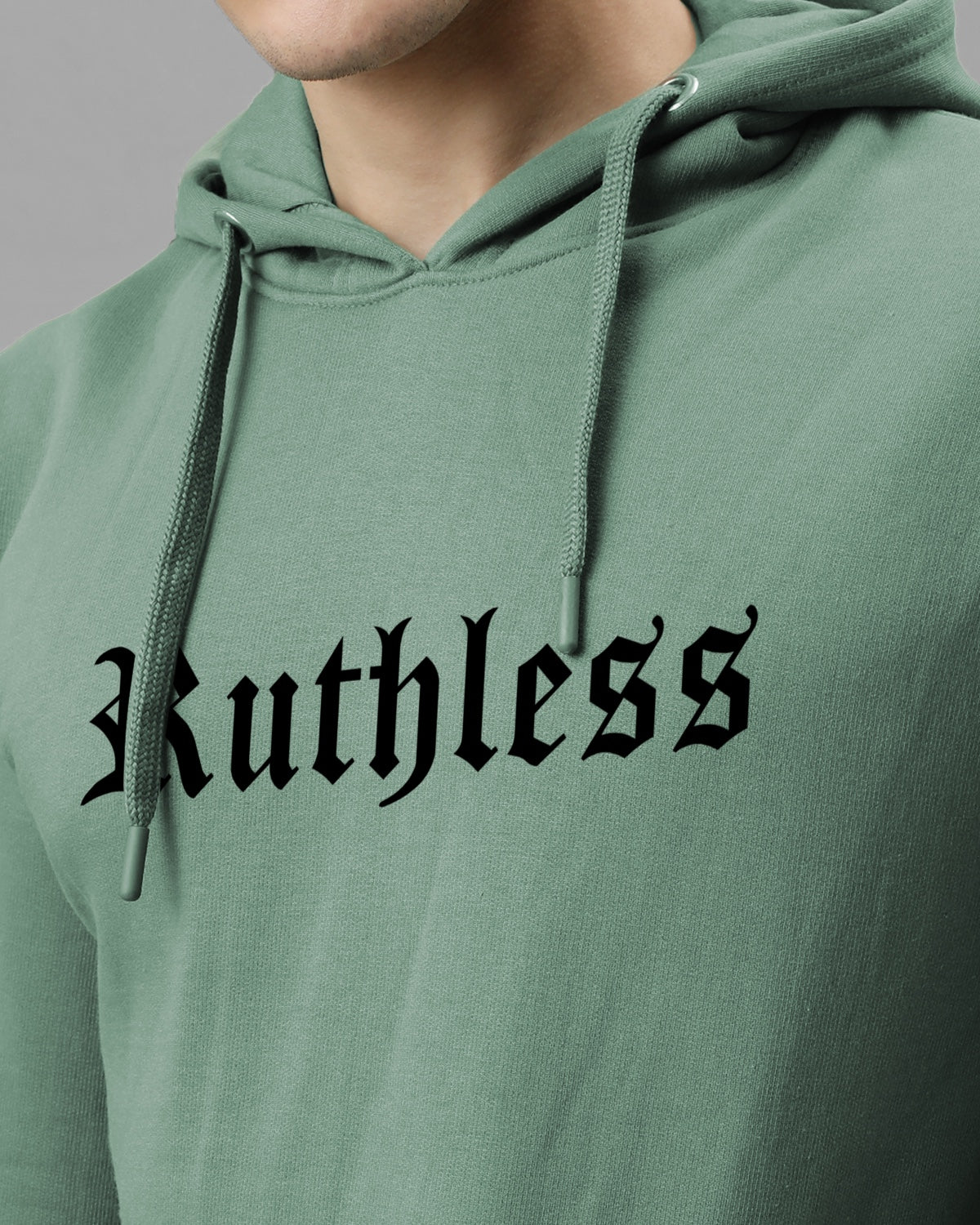 Men Printed Green Hoodie
