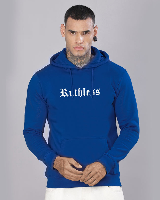 Men Blue Printed Hoodie