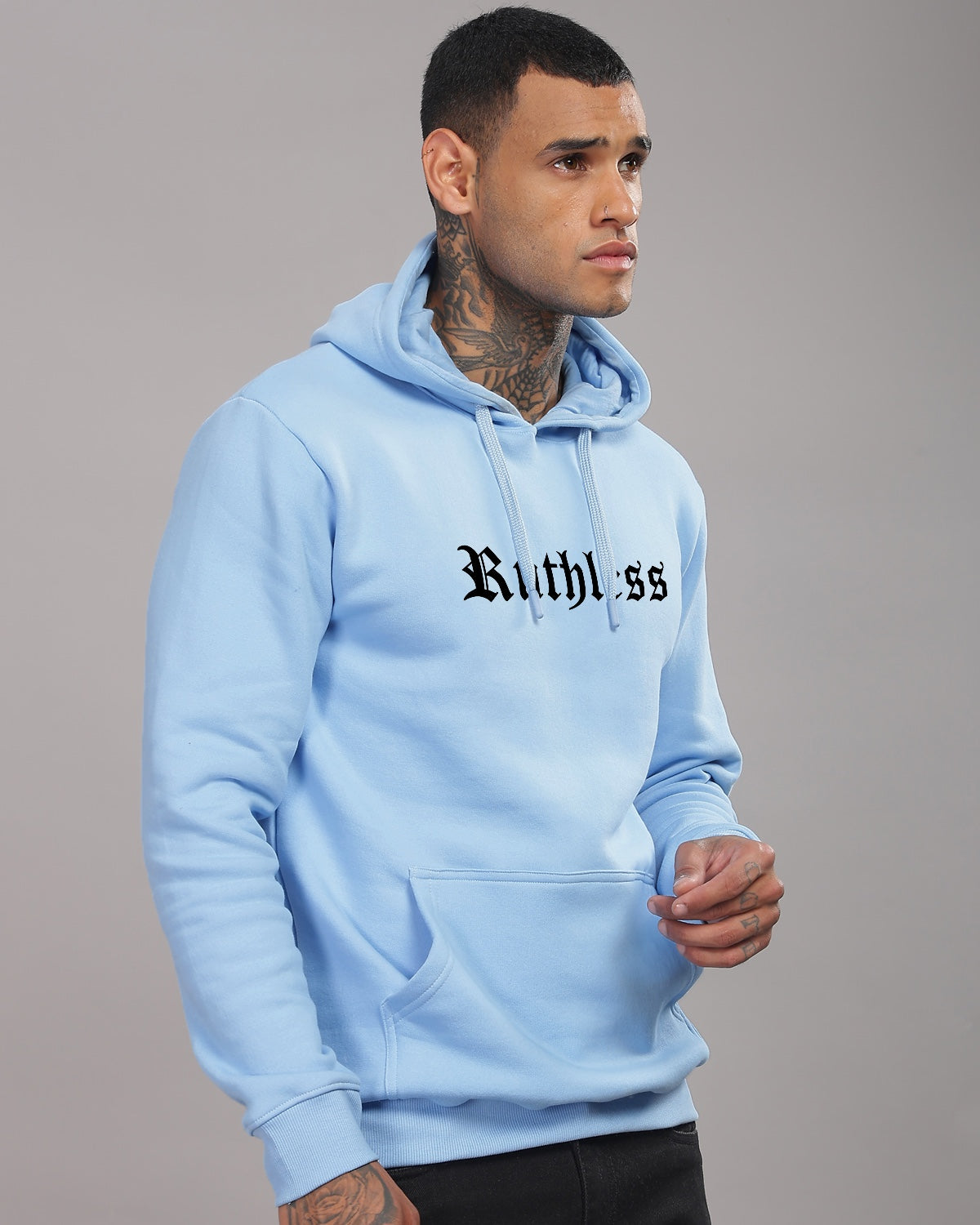 Men Printed Blue Hoodie