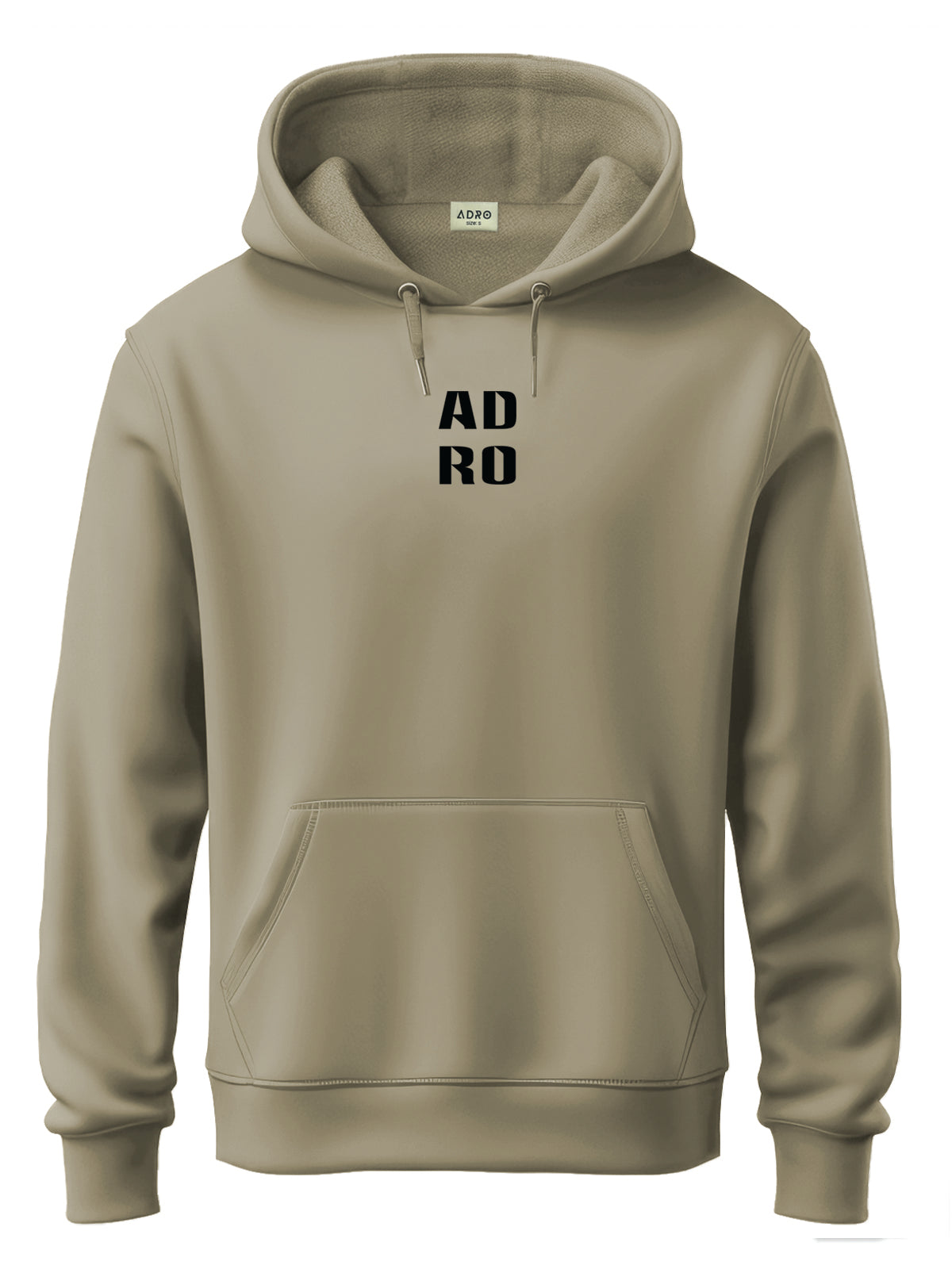 Men Beige Cotton Fleece Hoodie
