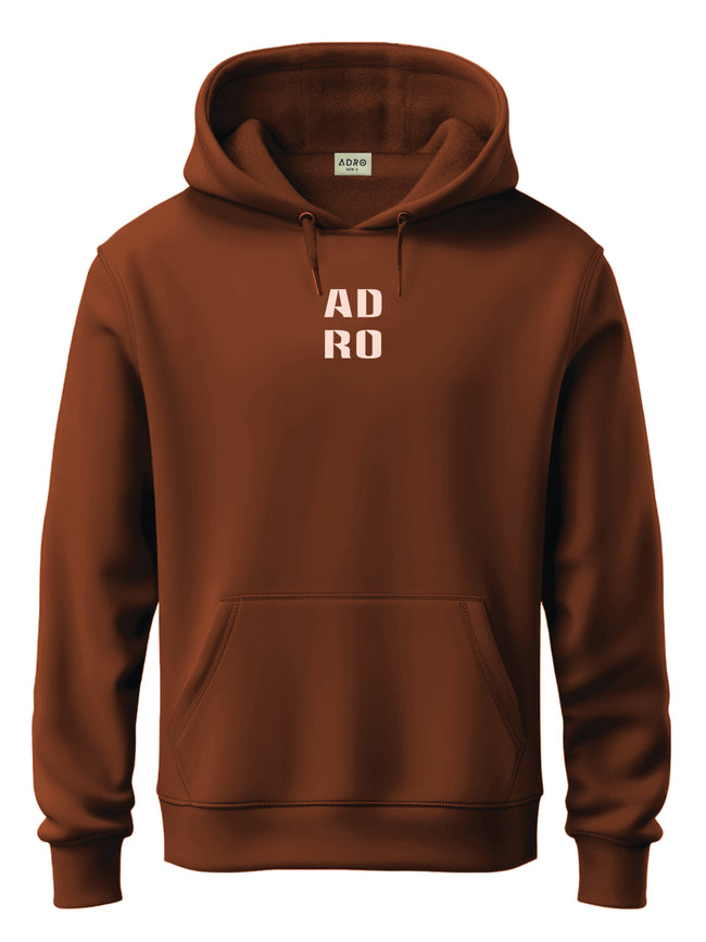 Men Brown Cotton Fleece Hoodie