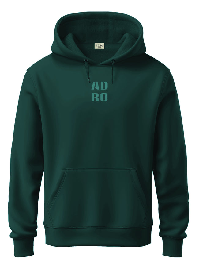 Men Green Cotton Fleece Hoodie