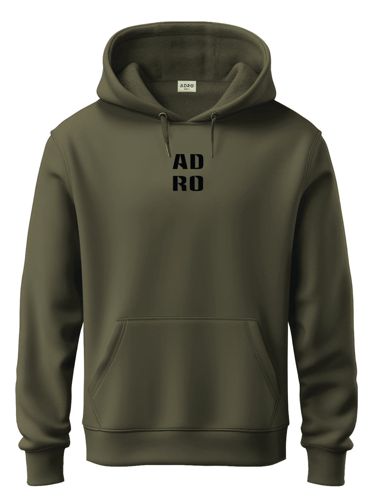 Men Olive Cotton Fleece Hoodie