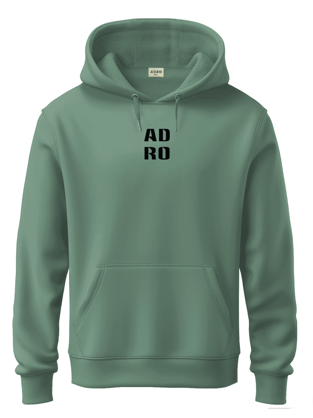 Men Green Cotton Fleece Hoodie