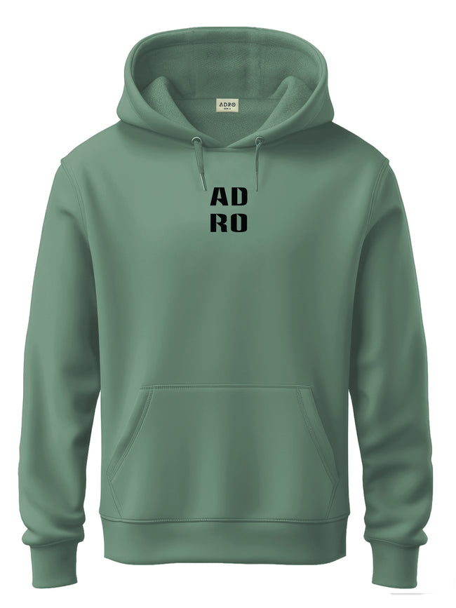 Men Green Cotton Fleece Hoodie