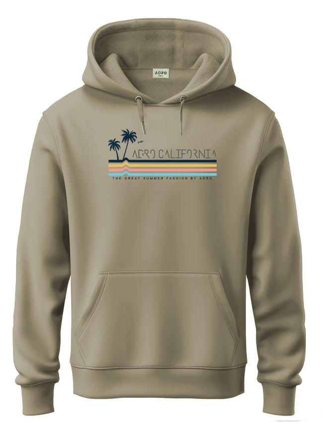 Men Beige Cotton Fleece Hoodie