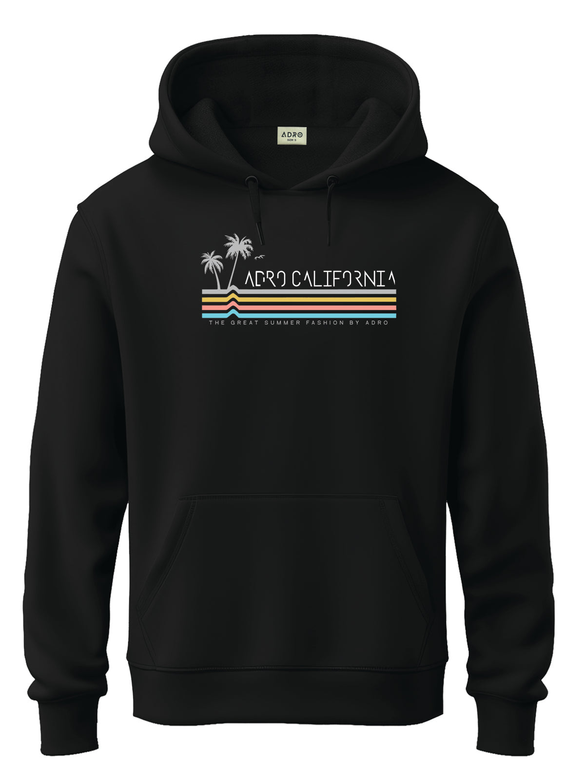 Men Black Cotton Fleece Hoodie