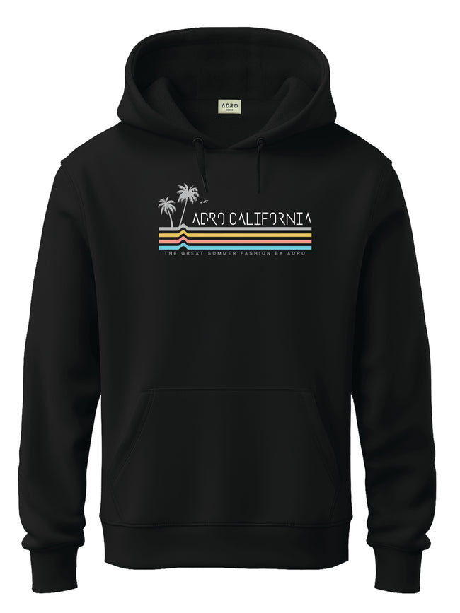 Men Black Cotton Fleece Hoodie
