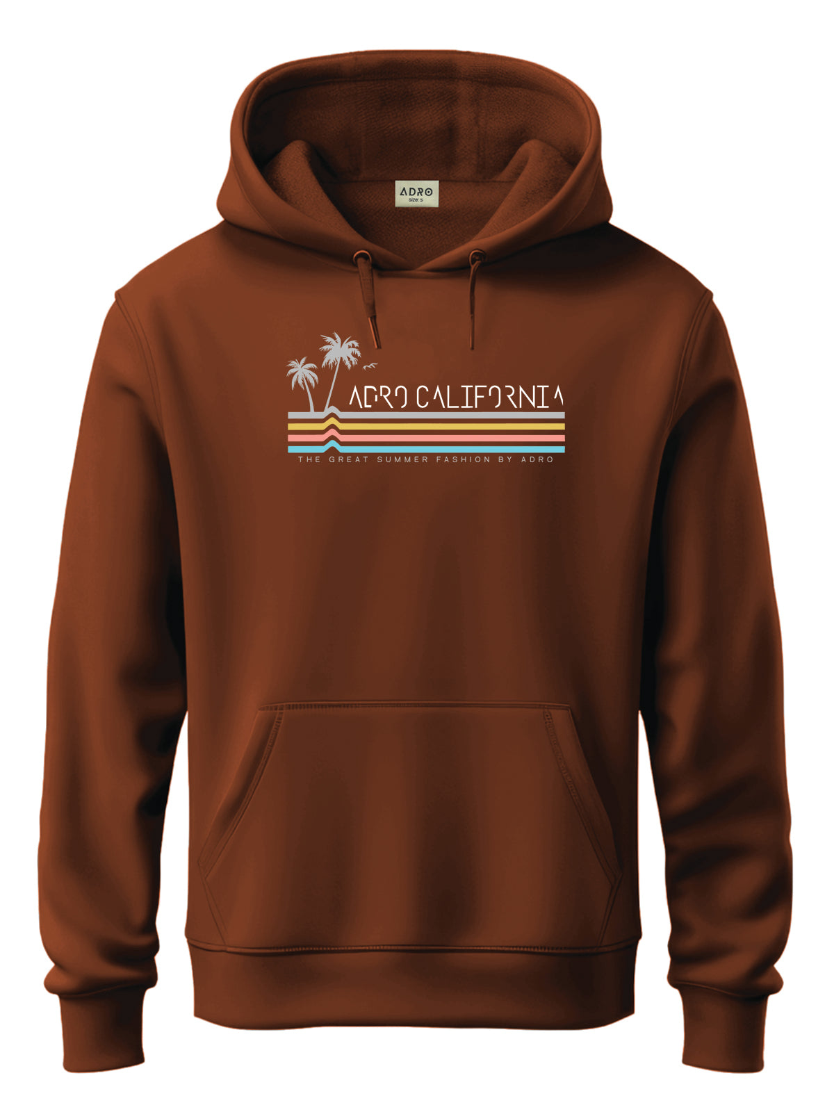 Men Brown Cotton Fleece Hoodie