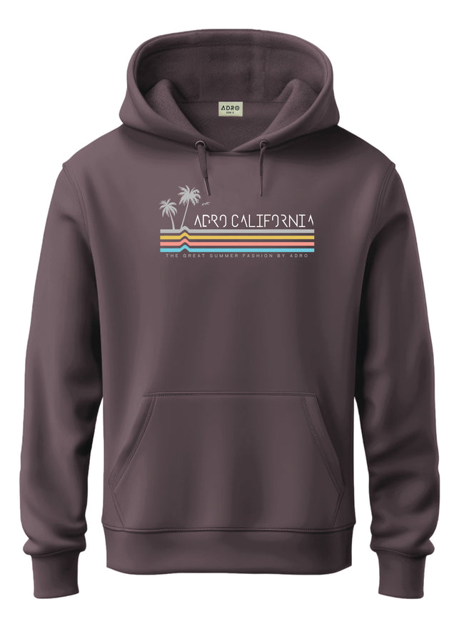 Men Mauve Cotton Fleece Hoodie
