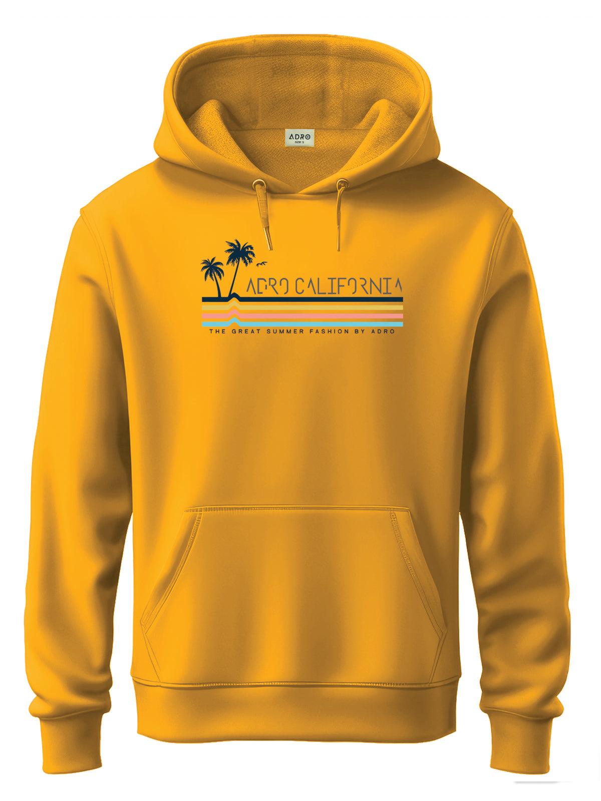 Men Mustard Cotton Fleece Hoodie