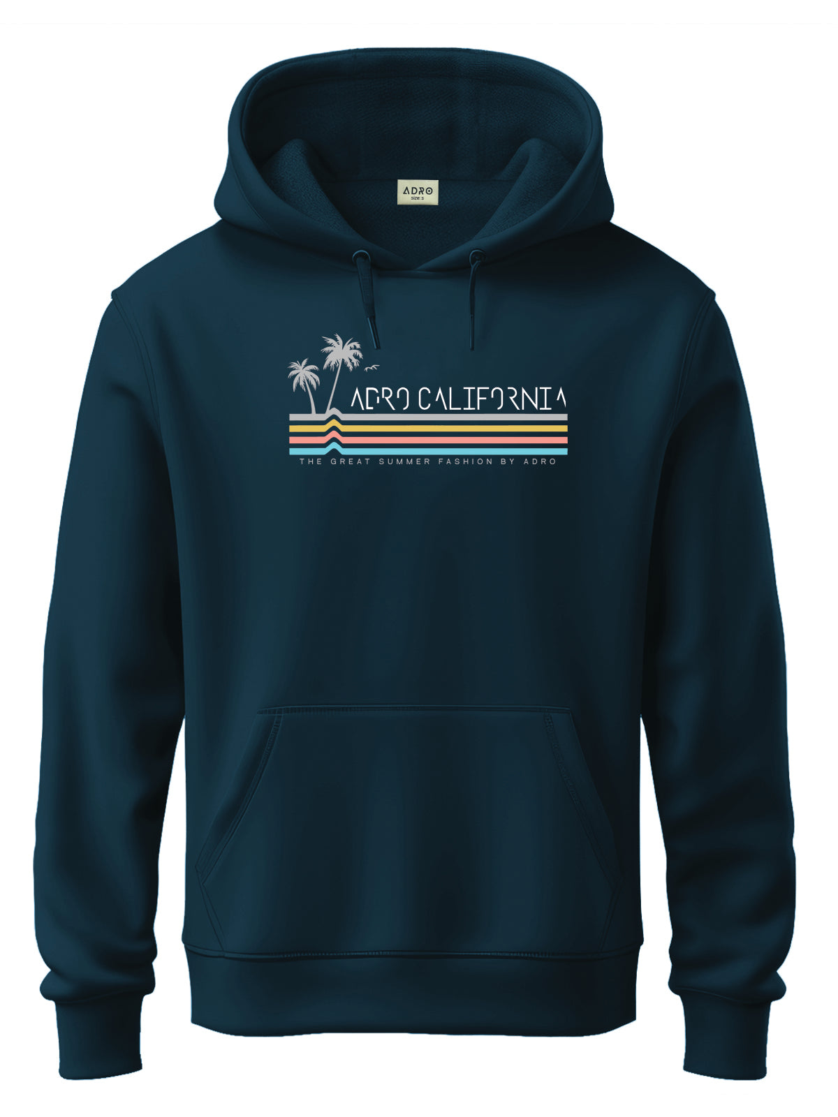 Men Teal Cotton Fleece Hoodie