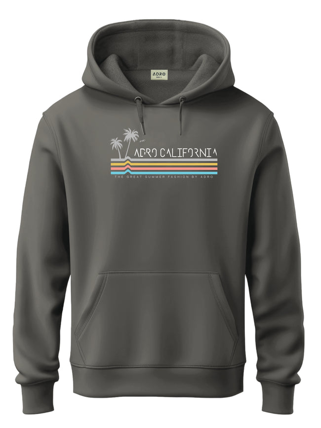 Men Grey Cotton Fleece Hoodie