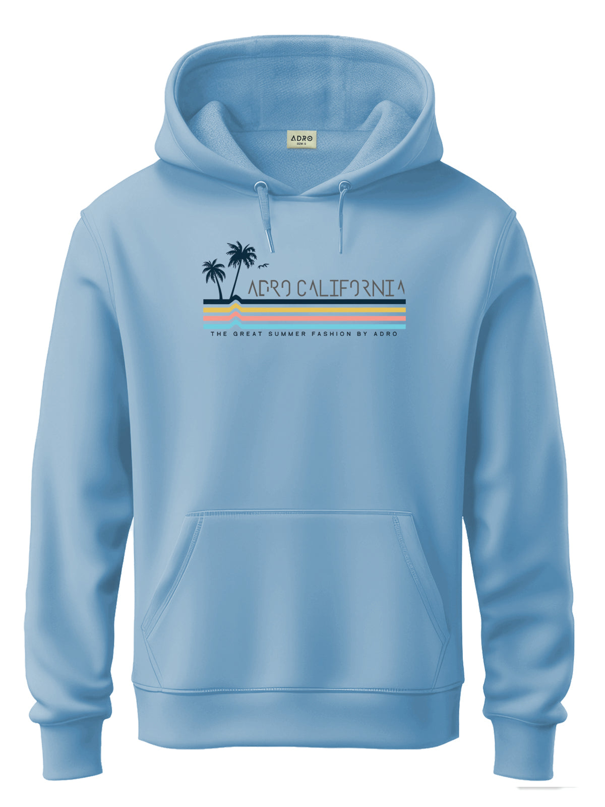 Men Blue Cotton Fleece Hoodie