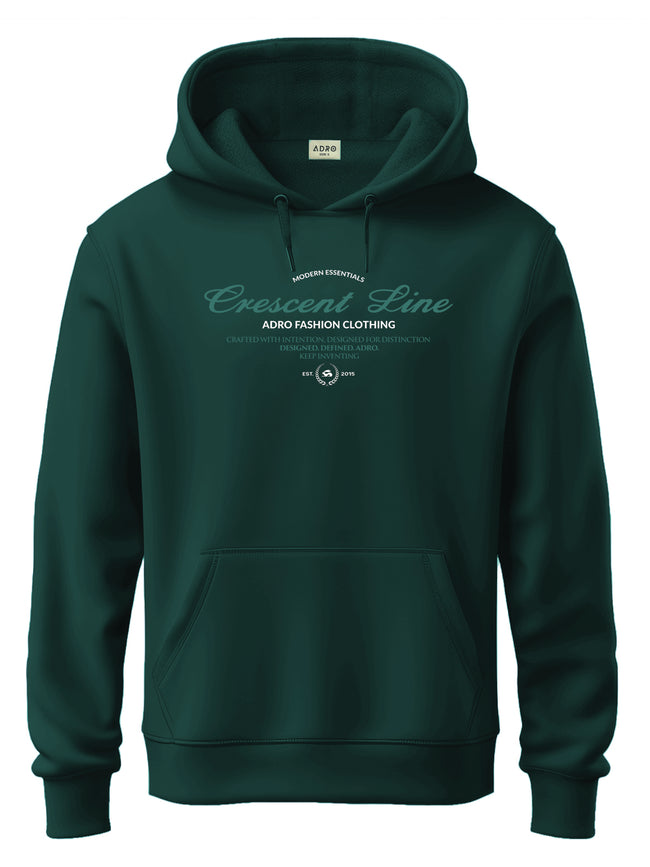 Men Green Cotton Fleece Printed Hoodie
