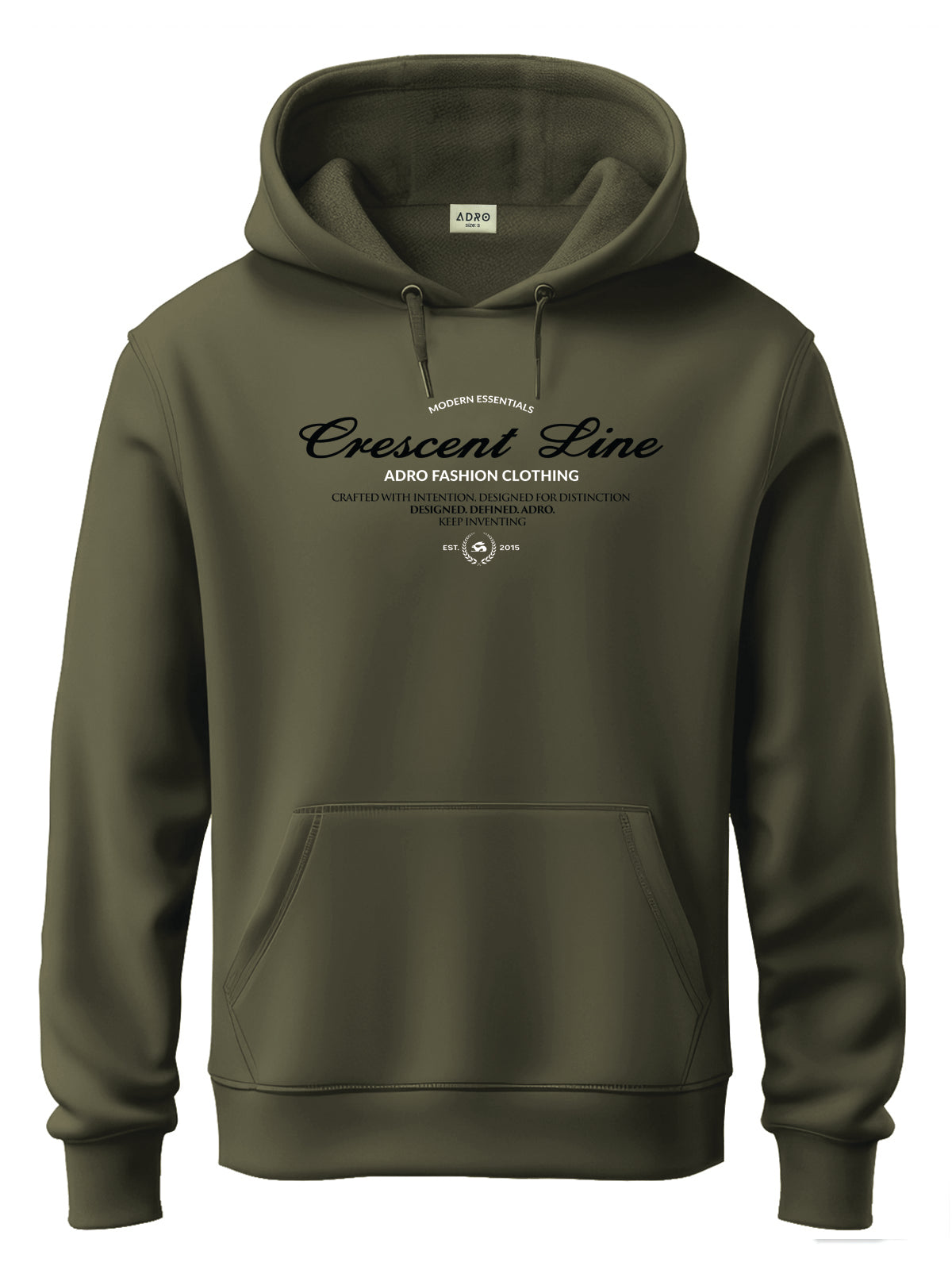 Men Olive Cotton Fleece Printed Hoodie