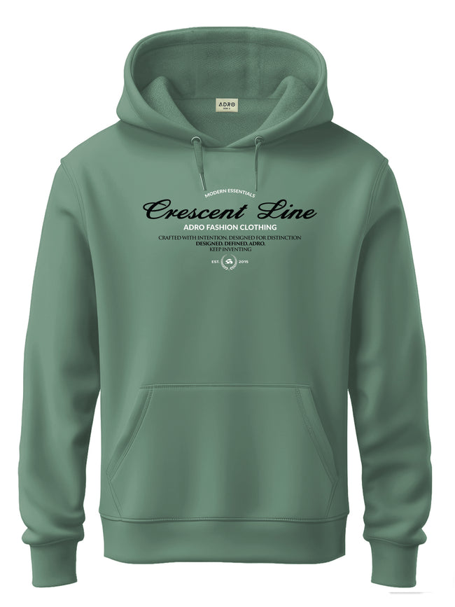 Men Green Cotton Fleece Printed Hoodie