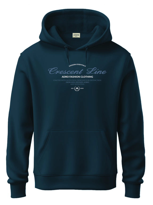 Men Teal Cotton Fleece Printed Hoodie