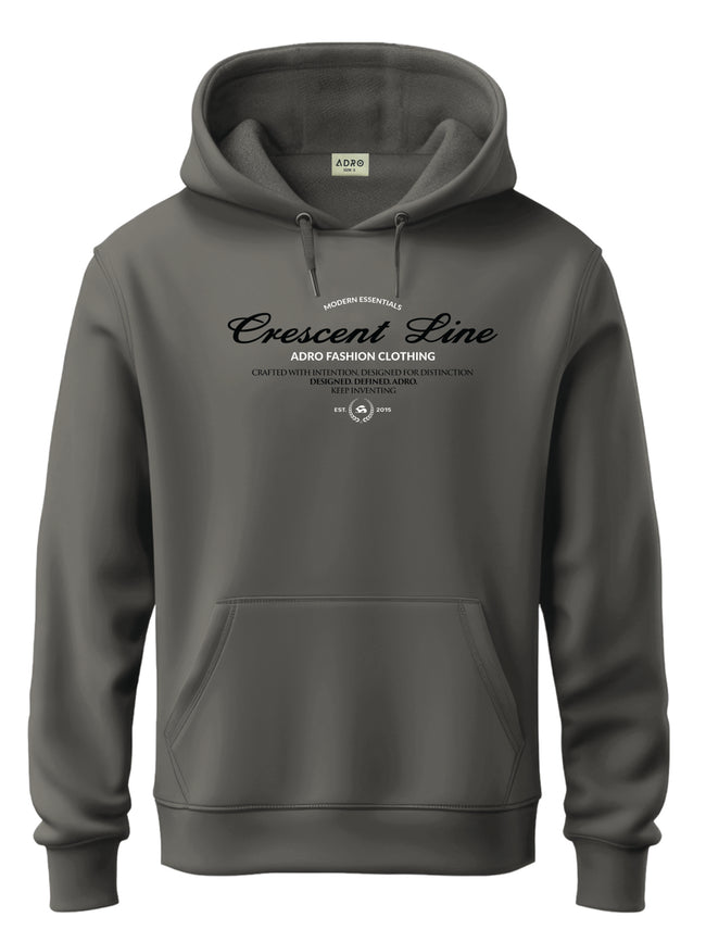 Men Grey Cotton Fleece Printed Hoodie