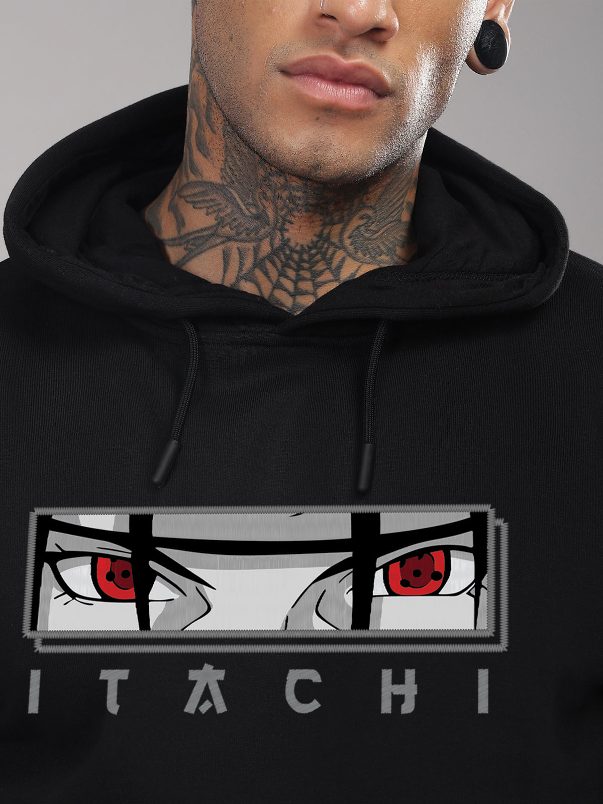 Men Black Itachi Uchiha Printed Hoodie