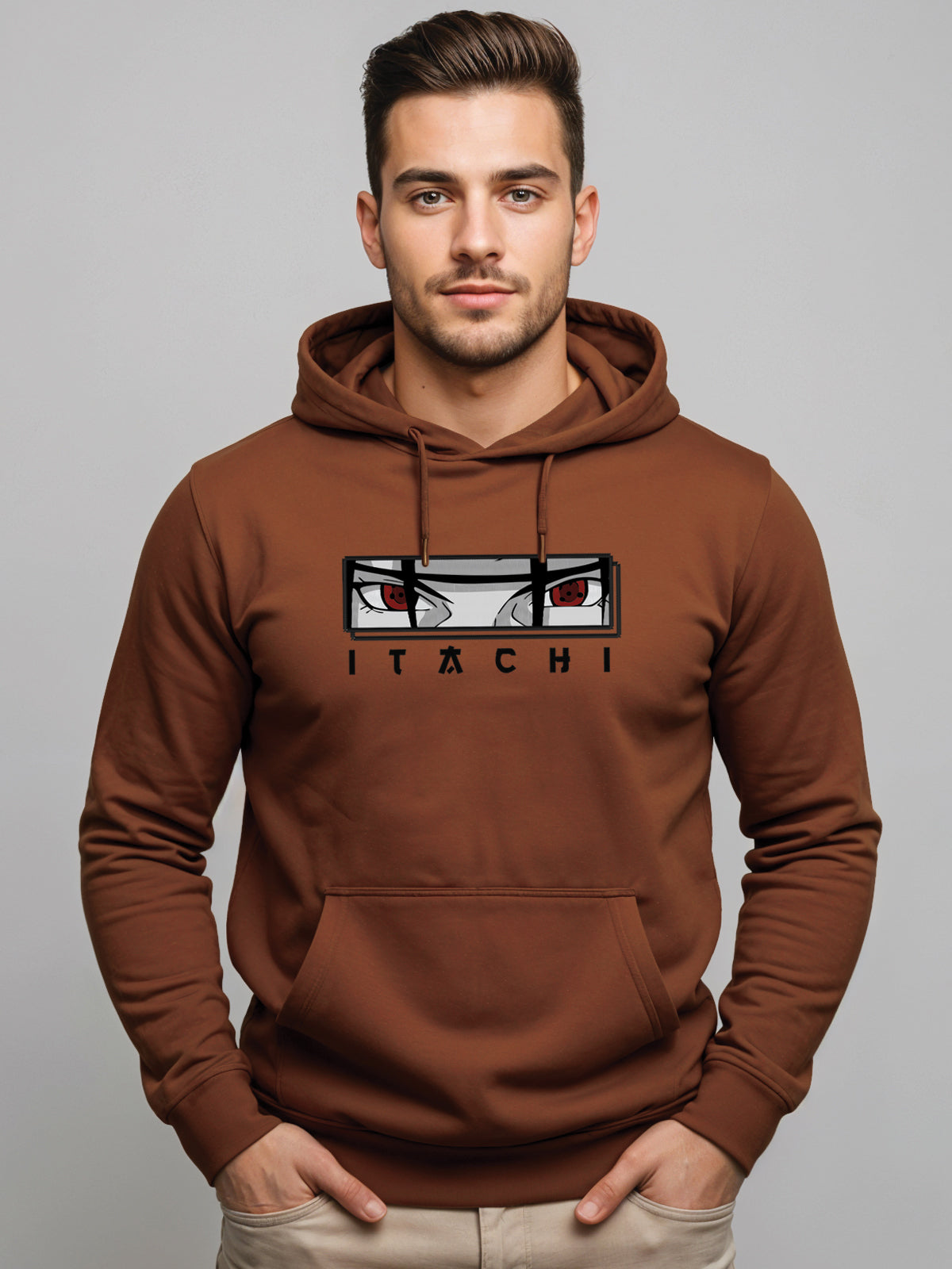 Men Brown Printed Hoodie