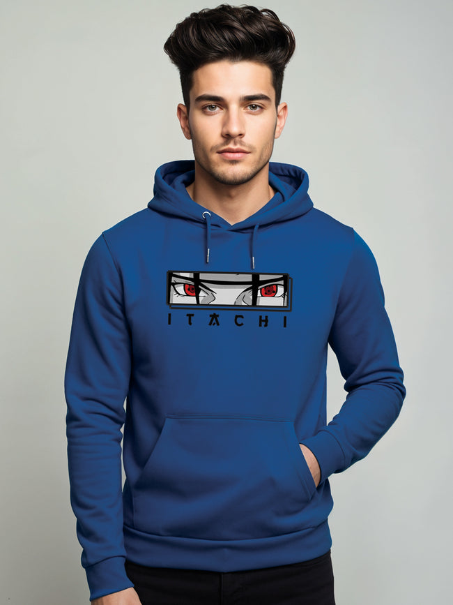 Men Blue Printed Hoodie