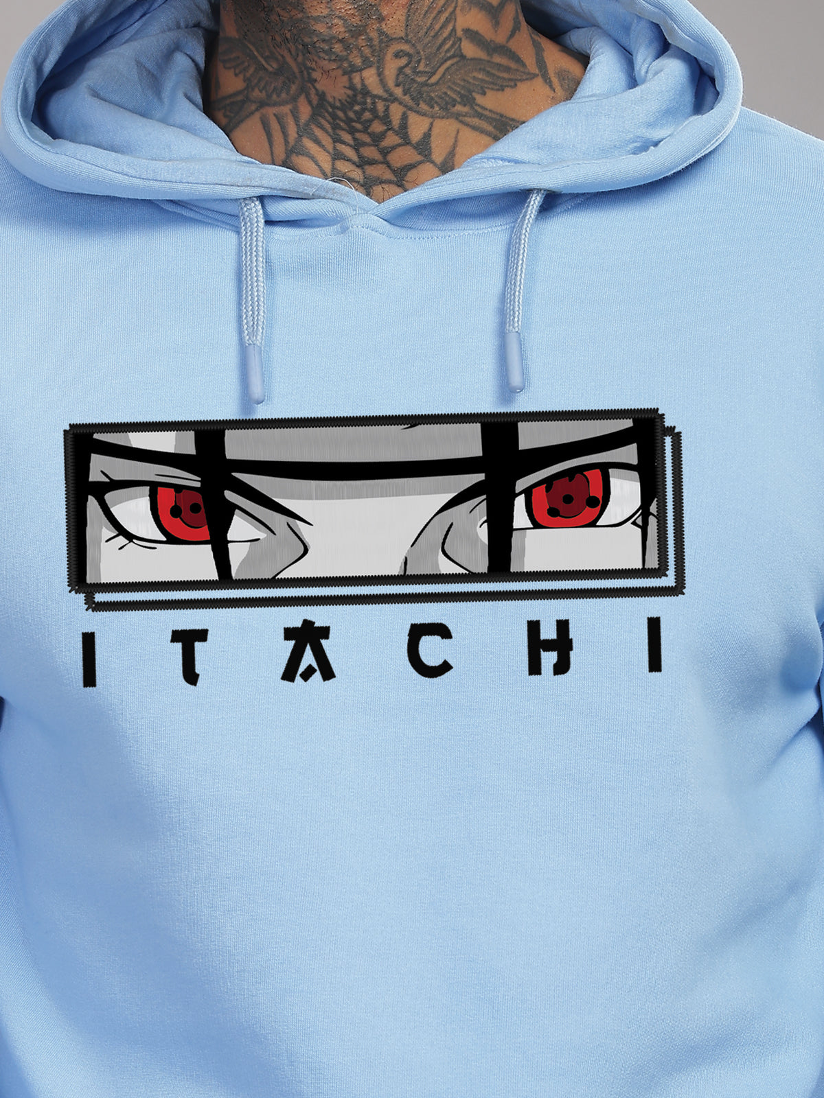 Men Blue Printed Hoodie