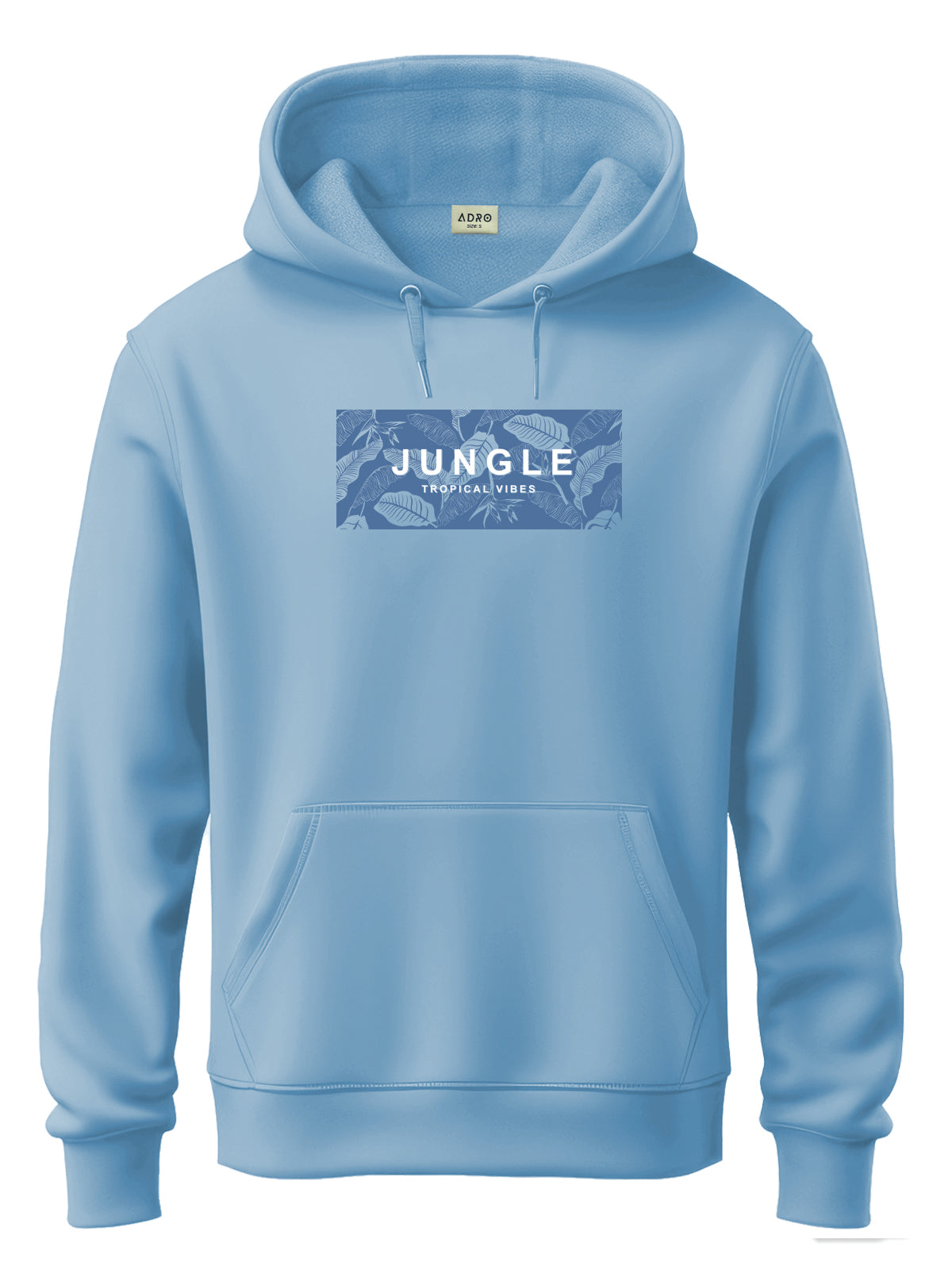 Men Blue Cotton Fleece Printed Hoodie